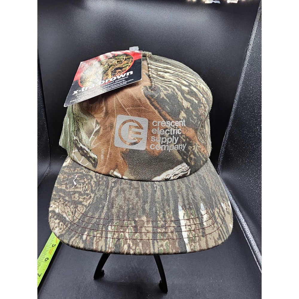 Vintage Crescent Electric Supply Co Camo Snapback Hat Made in USA X-tra Brown